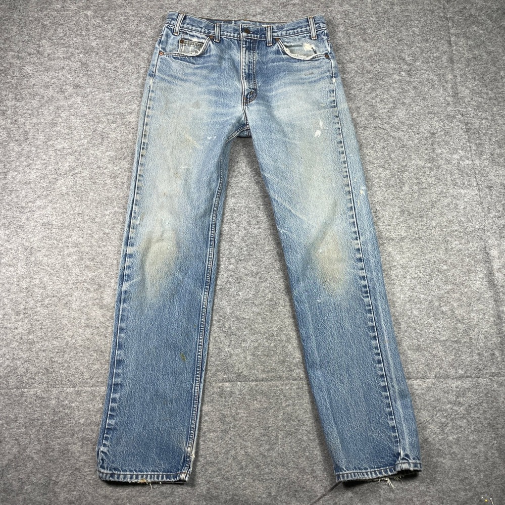 VTG 80s Levis 505 Jeans Men 34x34 (Fits 31x32) Blue Orange Tab Straight USA Made